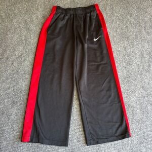 Nike Dri-FIT Kids Large Black Red Side Stripe Mesh Athletic Track Pants 2795